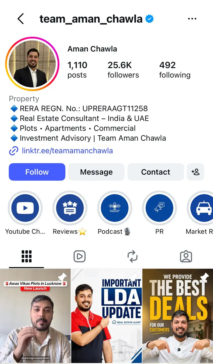 Team Aman Chawla Instagram Profile & Personal Branding Growth